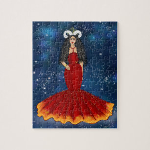 Zodiac aries Goddess in Blue Celestis Puzzle