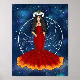 Zodiac Aries Goddess mit Planet Mars Celestis Poster