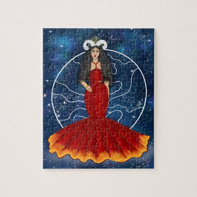 Zodiac Aries Goddess mit Planet Mars Celestis Puzzle (Vertikal)