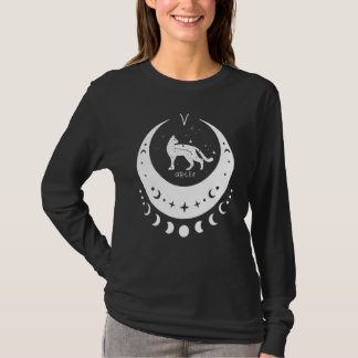 Zodiac Aries Horoscope Astrology Cat Crescent Moon T-Shirt