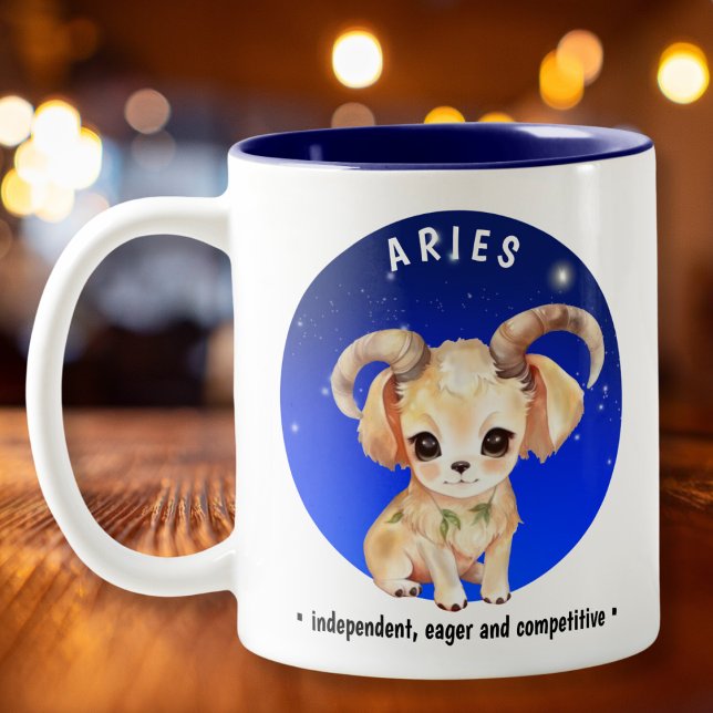 Zodiac Aries Niedlich Watercolor Dog individuelle  Zweifarbige Tasse (Von Creator hochgeladen)