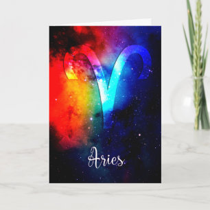 Zodiac: Aries Rainbow Space Geburtstagskarte Karte