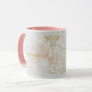 Zodiac Aries Star Sign Cosmic Monogram Glitzer Tasse