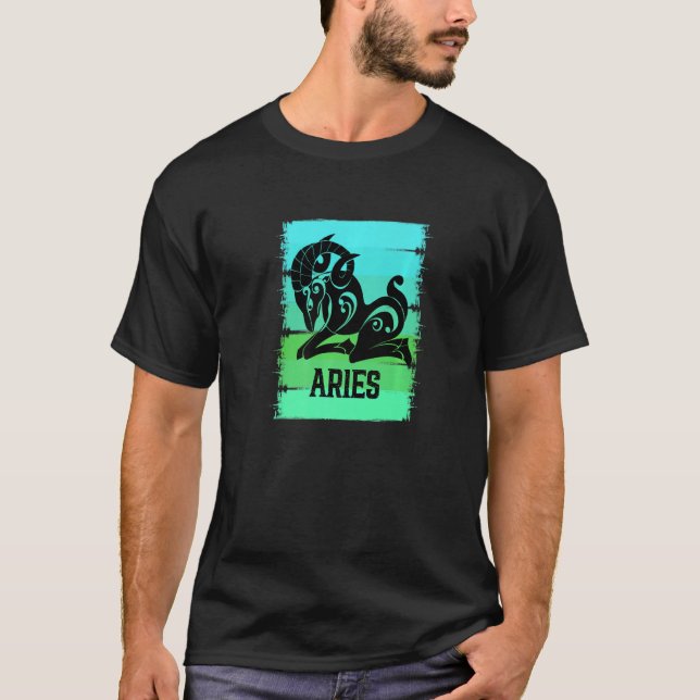 Zodiac Aries Stuff Ram Symbol Star Sign März Birt T-Shirt (Vorderseite)