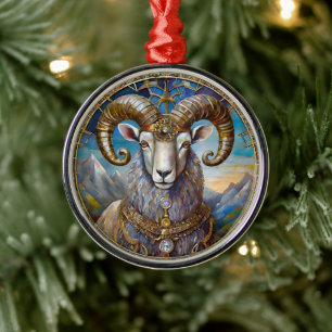 Zodiac - Aries the Ram Ornament Aus Metall