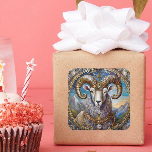 Zodiac - Aries the Ram Quadratischer Aufkleber (Party)