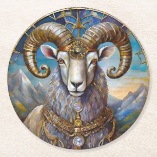 Zodiac - Aries the Ram Runder Pappuntersetzer