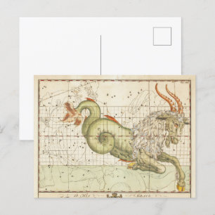 Zodiac Astrologie Capricorn Vintage Kunst Postkarte