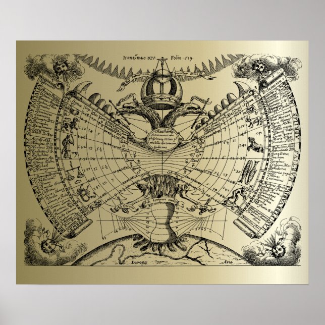 Zodiac Astrologie Chart Poster (Vorne)
