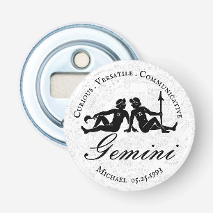 Zodiac Astrologie Gemini-Zeichen Weiß Custom Flaschenöffner