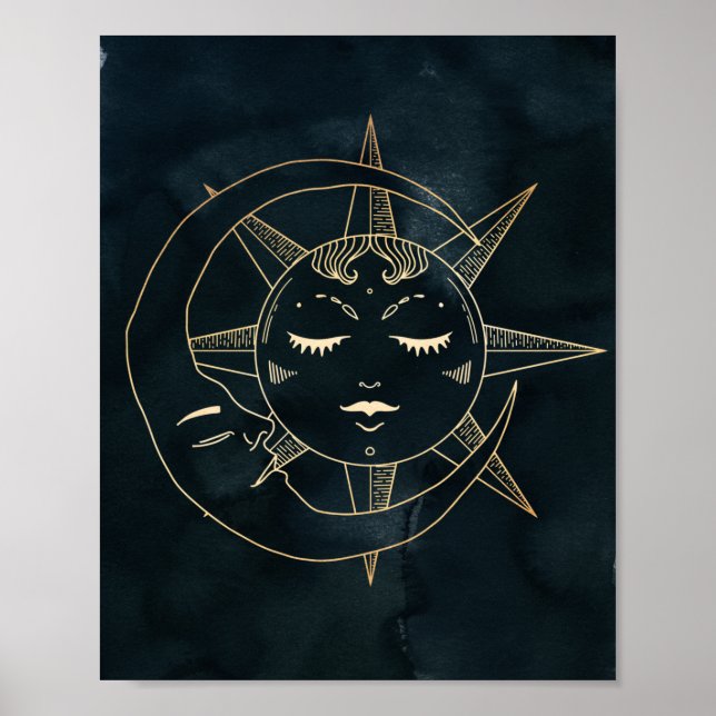 Zodiac, Astrologie, Poster Moon Sun Stars (Vorne)