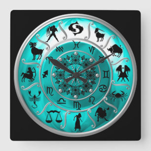 Zodiac ~ Astrologische Zeichen ~ Horoskop ~ Quadratische Wanduhr
