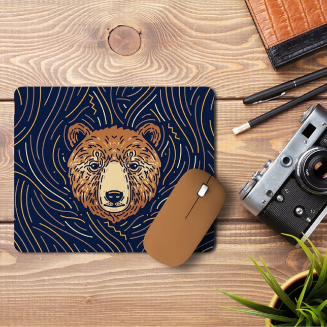 Zodiac Bear Portrait | Handgezeichnet Bärenmousepa Mousepad (Von Creator hochgeladen)