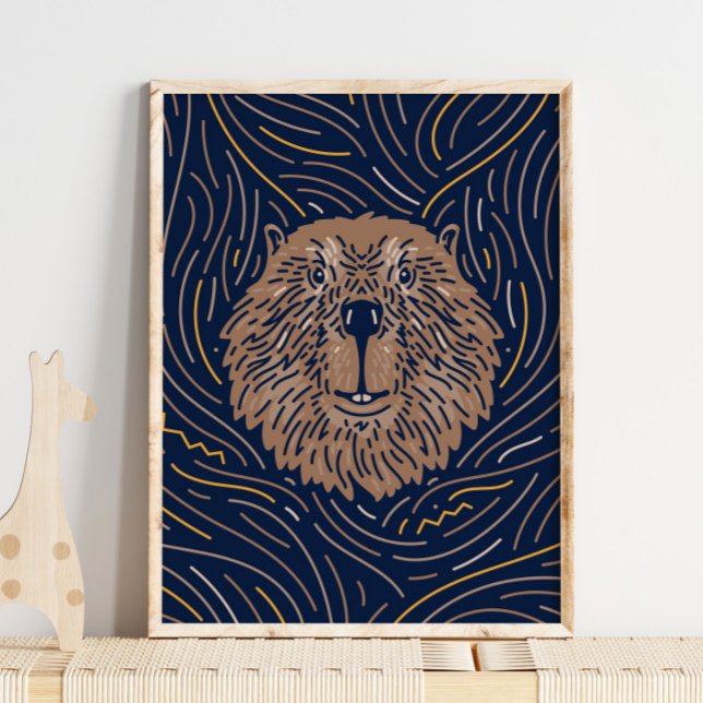 Zodiac Beaver Animal Print | Biberprint Poster (Von Creator hochgeladen)