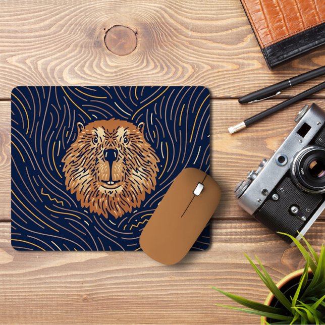 Zodiac Beaver Brown | Handgezeichnet Bibermousepad Mousepad (Von Creator hochgeladen)