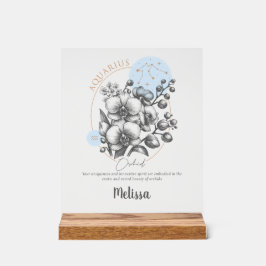 Zodiac Birth Blume Personalisiert Aquarius Geschen Acrylschild