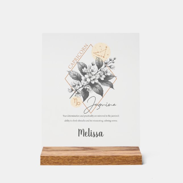 Zodiac Birth Blume Personalisiert Capricorn Gesche Acrylschild (Vorderseite)