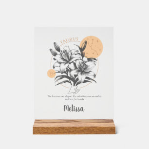 Zodiac Birth Blume Personalisiert Taurus Geschenk Acrylschild