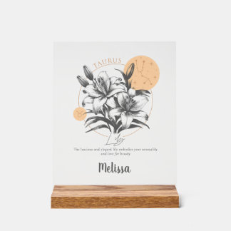 Zodiac Birth Blume Personalisiert Taurus Geschenk Acrylschild