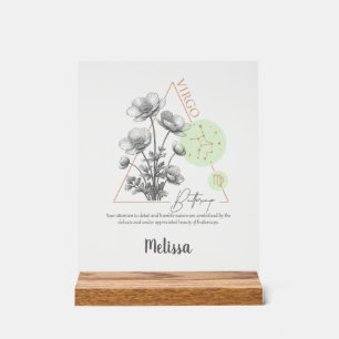 Zodiac Birth Flower Art Personalized Virgo Gift Acrylschild