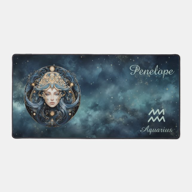 Zodiac Birth Sign Aquarius Astrolog Schreibtischunterlage (Vorderseite)