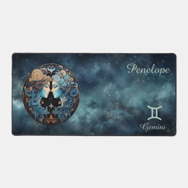 Zodiac Birth Sign Gemini Astrolog Schreibtischunterlage (Vorderseite)
