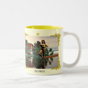 ZODIAC BIRTHDAY SIGNS / AQUARIUS ZWEIFARBIGE TASSE
