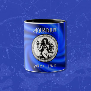 Zodiac Blue Galaxy Aquarius Tasse