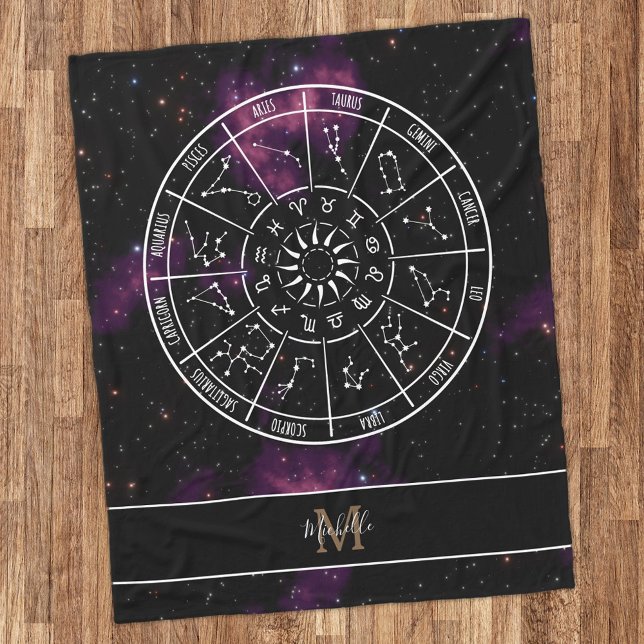 Zodiac Calendar | Astrologie-Symbole und Monogramm Fleecedecke (Von Creator hochgeladen)