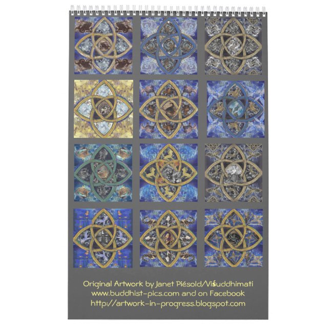 Zodiac Calendar - keltische Knot Mandala Designs Kalender (Rückseite)