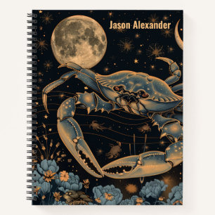 Zodiac Cancer Crab Horoskop Astrologie Notebook Notizbuch