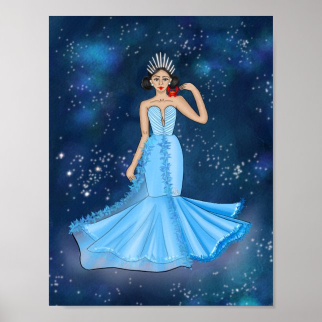 Zodiac Cancer Goddess Fashion Illustration Poster (Vorne)