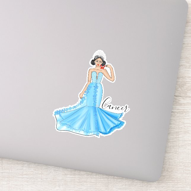 Zodiac Cancer Goddess mit Red Crab Custom Aufkleber (Detail)