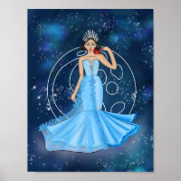 Zodiac Cancer Goddess with Moon Illustration