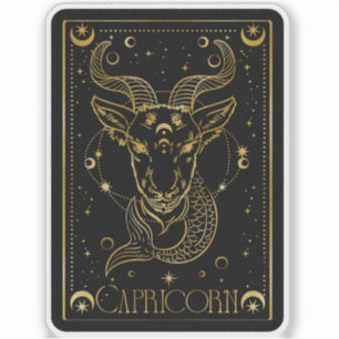 Zodiac Capricorn Astrologie Schwarz und Gold Stick Aufkleber