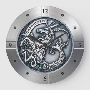 Zodiac ~ Capricorn ~ Celestial ~ Western Astrologi Große Wanduhr