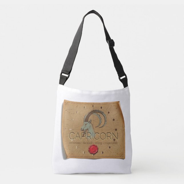 Zodiac - Capricorn - Cross Body Tote Bag Tragetaschen Mit Langen Trägern (Vorderseite)