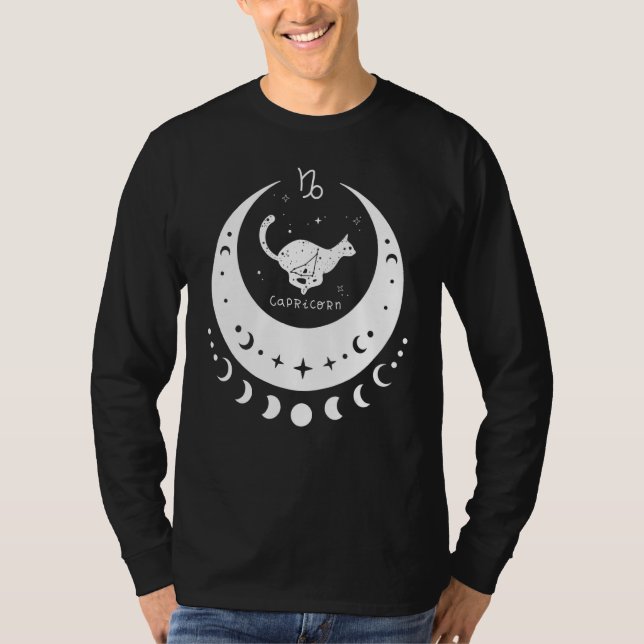 Zodiac Capricorn Horoscope Astrology Sign Cat Cres T-Shirt (Vorderseite)