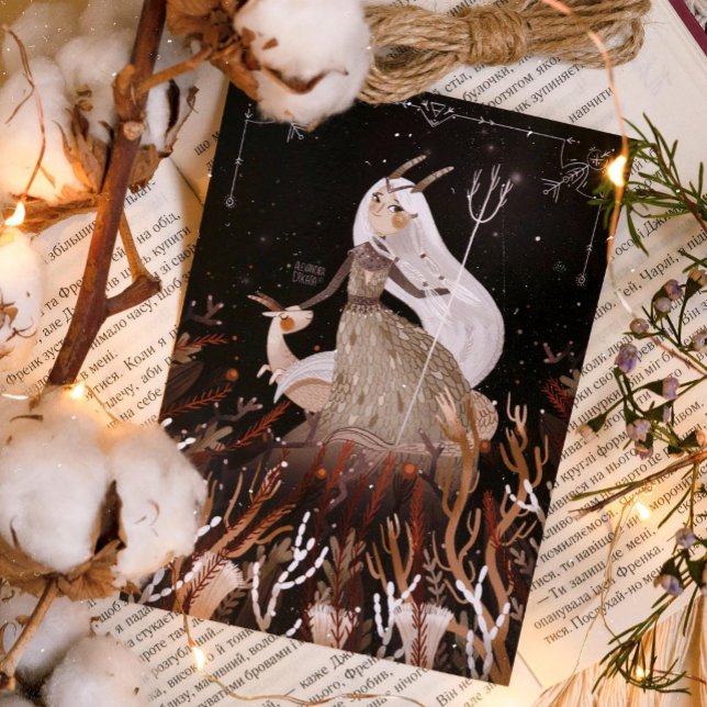 Zodiac Capricorn von Alexandra Dikaia Poster (The element of her sign is Earth. But Capricorn is brave and forceful)