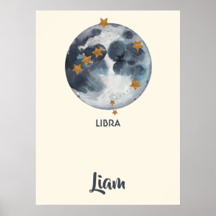 Zodiac Celestial Libra Kinderzimmer Kunst, Dichtun Poster