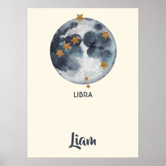 Zodiac Celestial Libra Kinderzimmer Kunst, Dichtun Poster