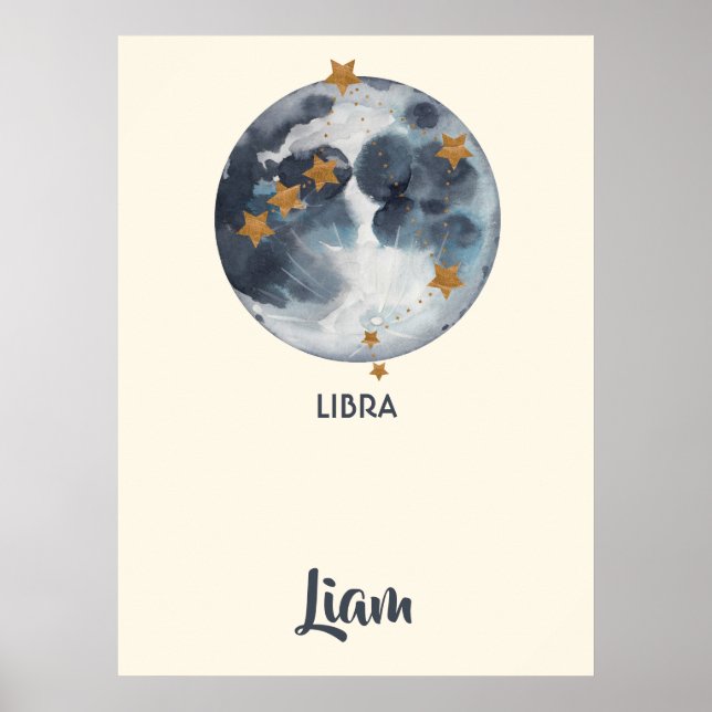 Zodiac Celestial Libra Kinderzimmer Kunst, Dichtun Poster (Vorne)