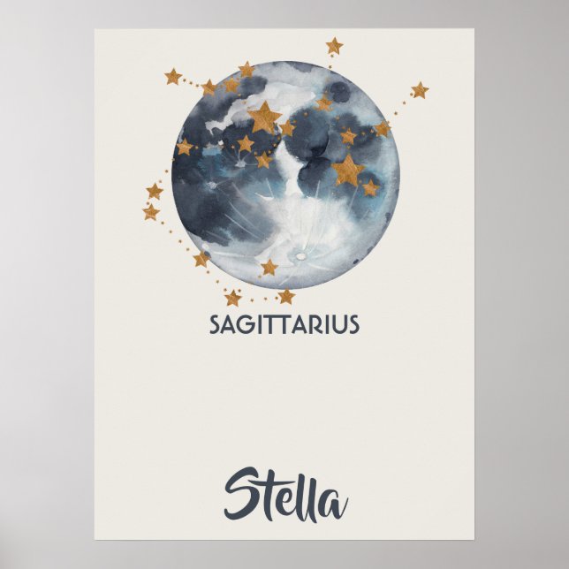 Zodiac Celestial Sagittarier Kinderzimmer Wall Art Poster (Vorne)