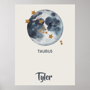 Zodiac Celestial Taurus Kinderzimmer Kunst, Dichtu Poster