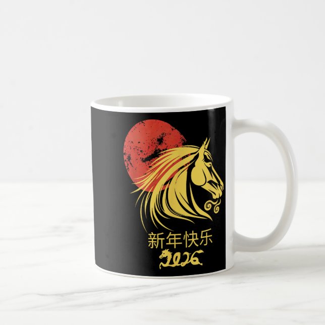 Zodiac Chinese Lunar New Year Horse 2026 Celebrati Kaffeetasse (Rechts)