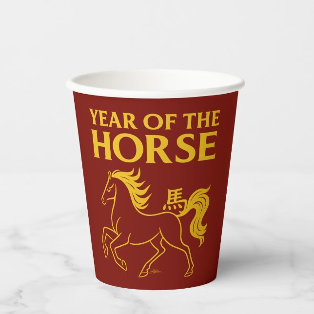 Zodiac Chinese New Year 2026 Horse Pappbecher (Vorderseite)