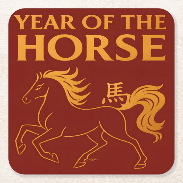 Zodiac Chinese New Year 2026 Horse Rechteckiger Pappuntersetzer (Vorderseite)