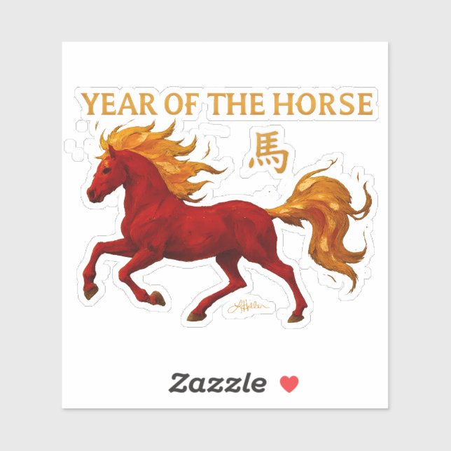 Zodiac Chinese New Year 2026 Yang Fire Horse Aufkleber (Blatt)