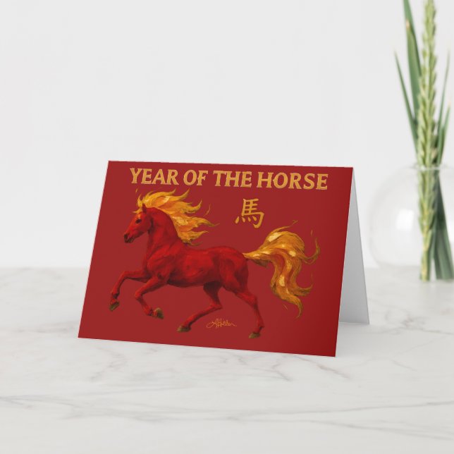 Zodiac Chinese New Year 2026 Yang Fire Horse Karte (Vorderseite)