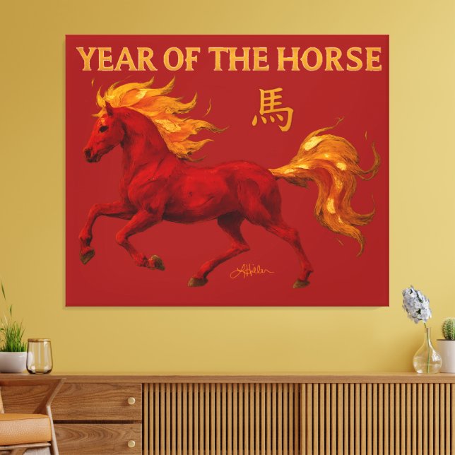 Zodiac Chinese New Year 2026 Yang Fire Horse Leinwanddruck (Insitu (Wohnzimmer))